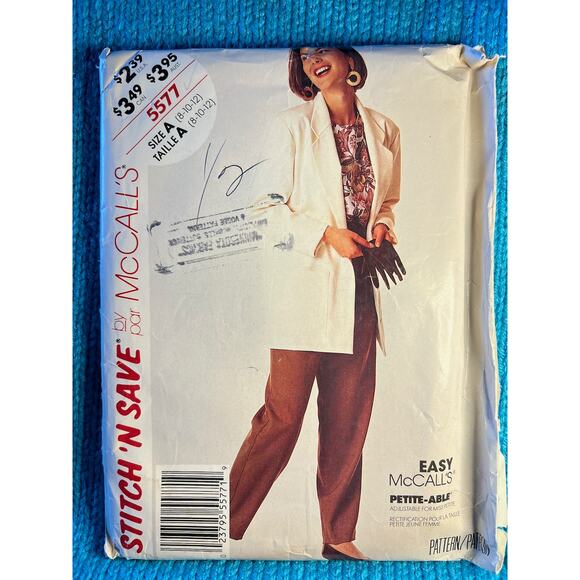 McCalls 5577 suit blazer boxy pants sewing pattern size 8 10 12 - Picture 1 of 5